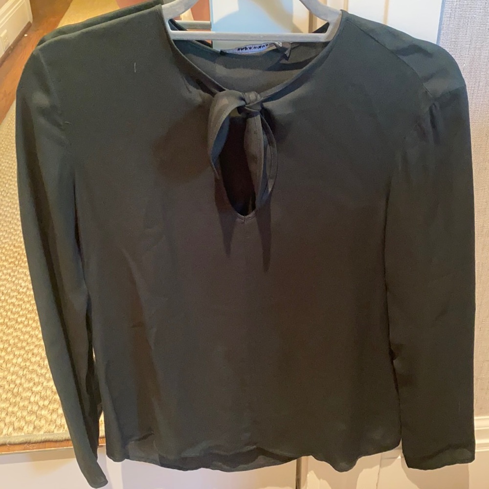 Zara Emerald Tie Blouse XS